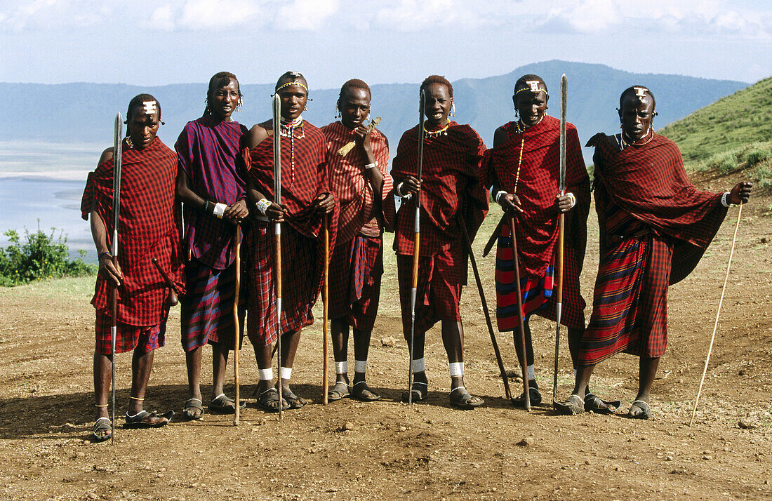 Masai at the edge of the Ngorongoro. Tanzania