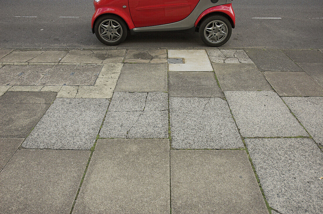 Smart car parked in urban street