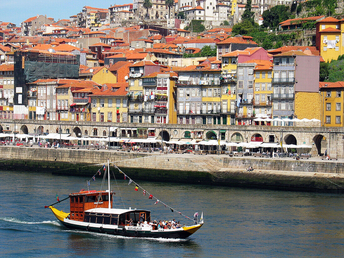 Views of Douro river at Vila Nova de Gaia  from Oporto. Portugal