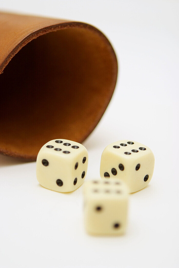 Dice and leather cup.