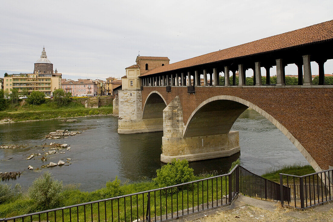 Covered bridge, Pavia. Lombardy, Italy