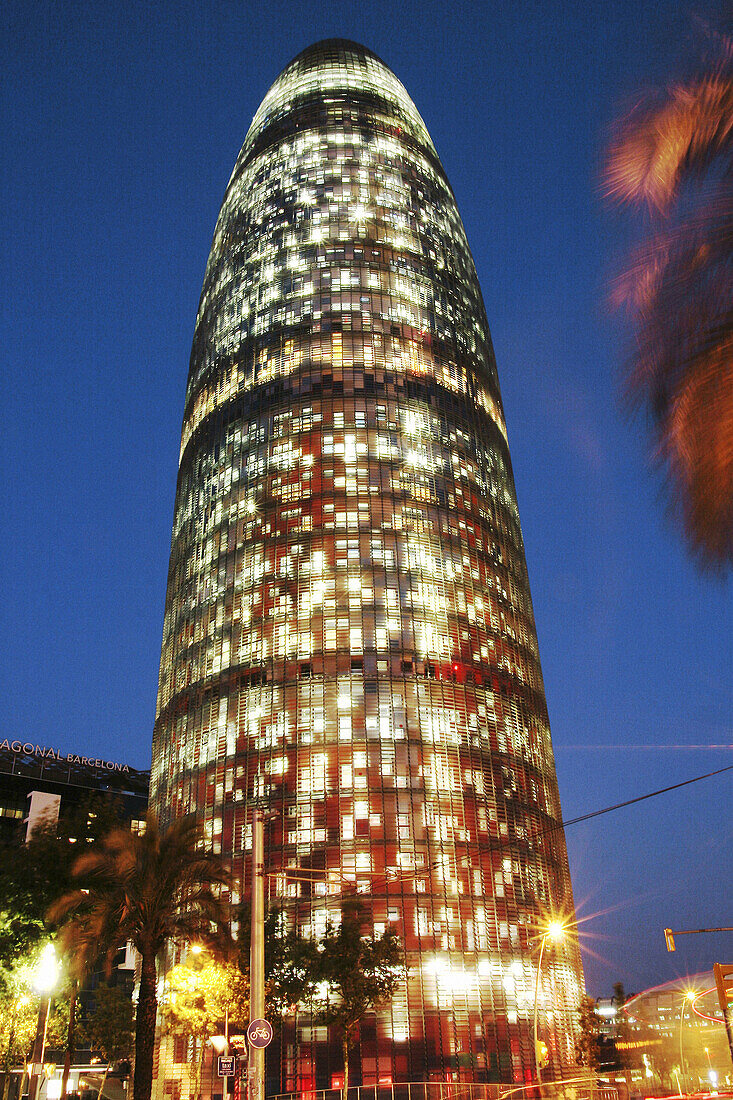 Agbar Tower at night, Barcelona. Catalonia, Spain