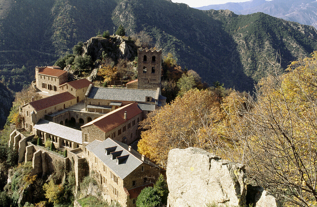 Saint-Martin du Canigou abbey. Pyrenees-Orientales. Languedoc Roussillon, France