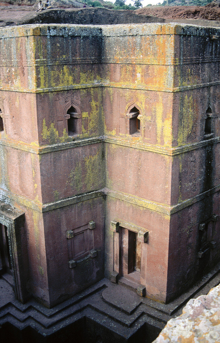 Ancient cross-shaped rockhewn Beta Ghiorghis (St. Georges church), in Lalibela, province of Wollo, Ethiopia 