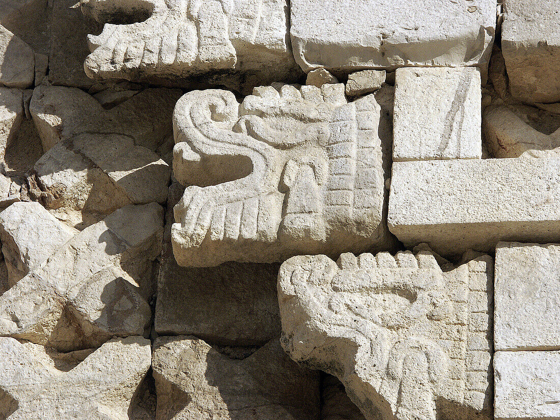 Maya glyph from Uxmal archeological site (late classic period, Maya glyphs, 600 - 900 A.D.). Yucatán, Mexico