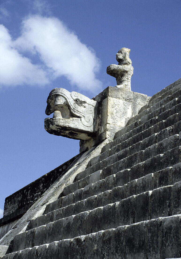 Serpent on Temple of Warriors. Chichen Itza, Yucatan, Mexico