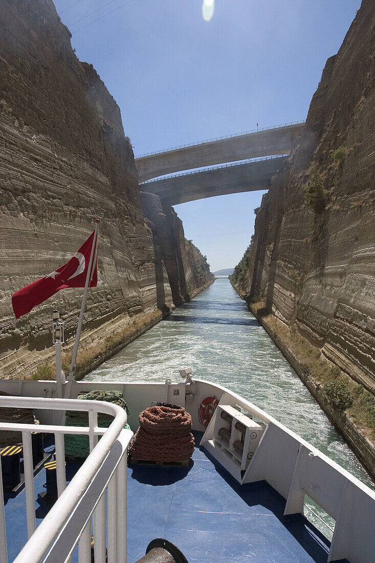 Turkish ship in Corinth canal. Greece.