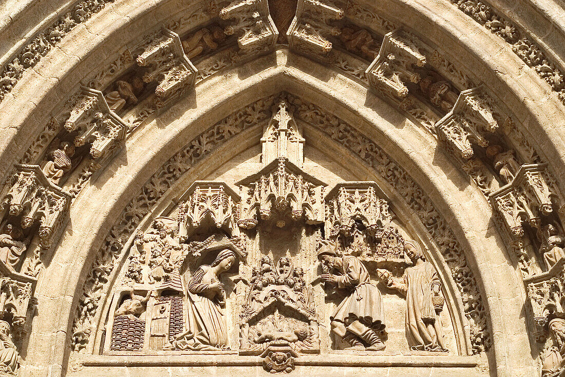 Nativity façade tympanum, cathedral of Sevilla. Andalusia, Spain