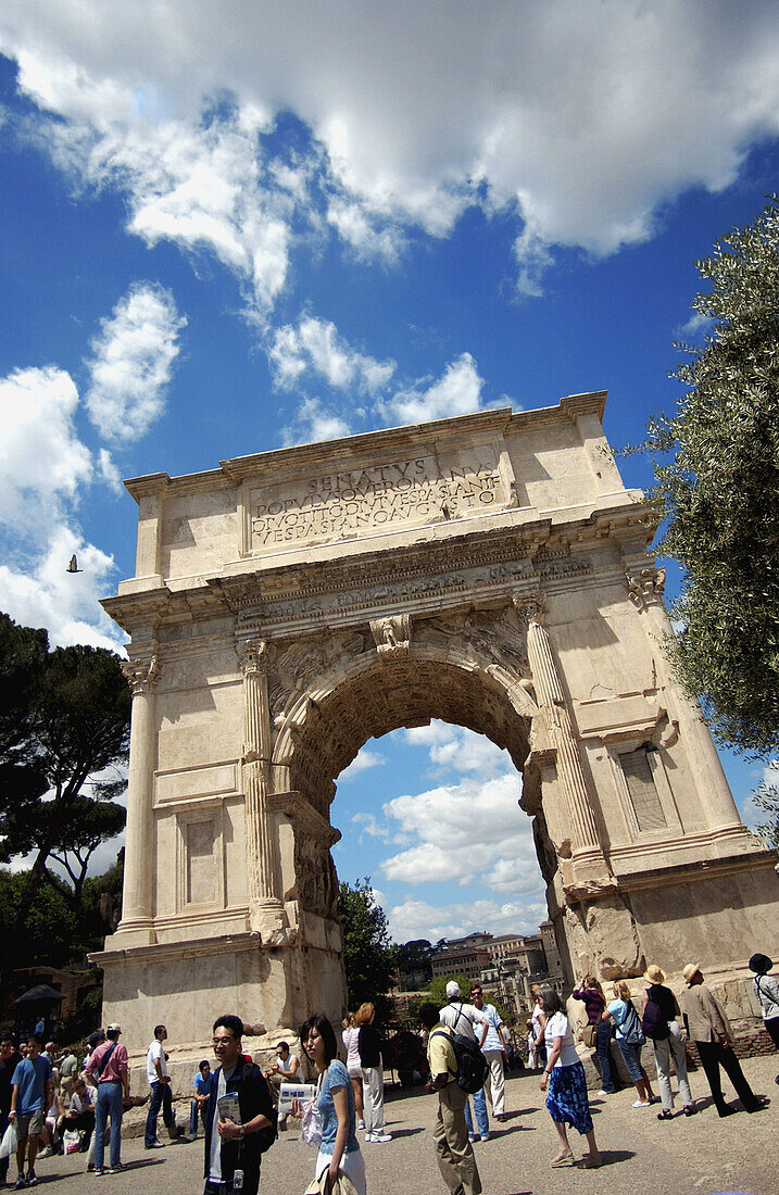 Triumphal arch in Roman forum, Rome. Lazio, Italy