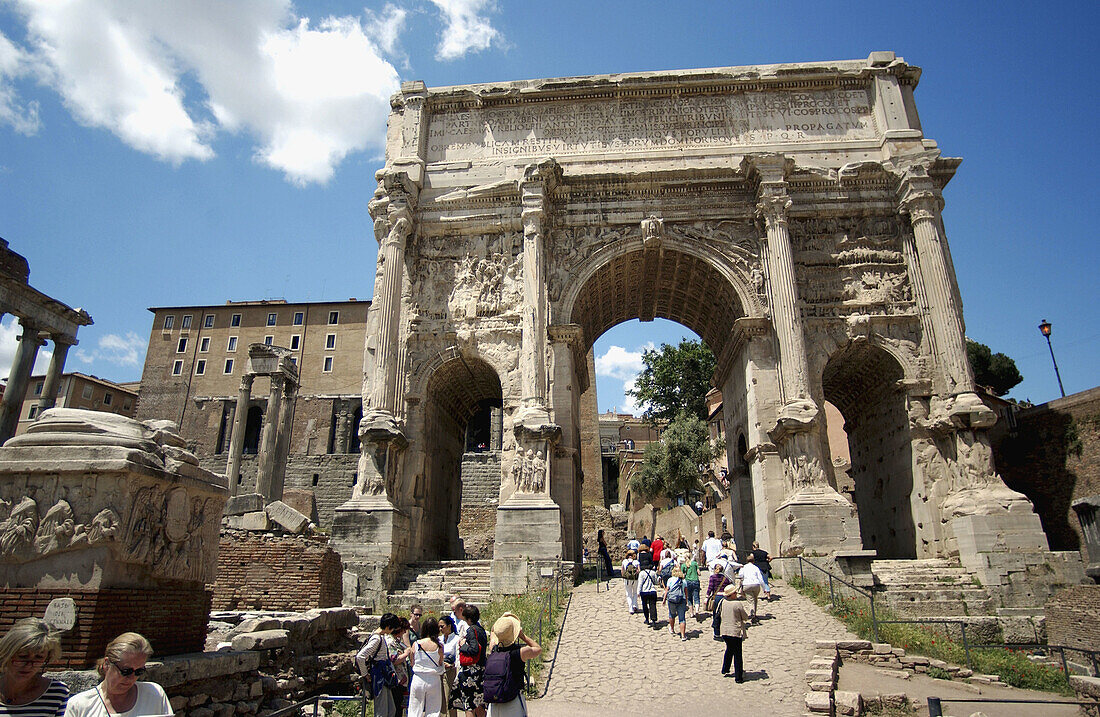Roman triumphal arch, Rome. Lazio, Italy