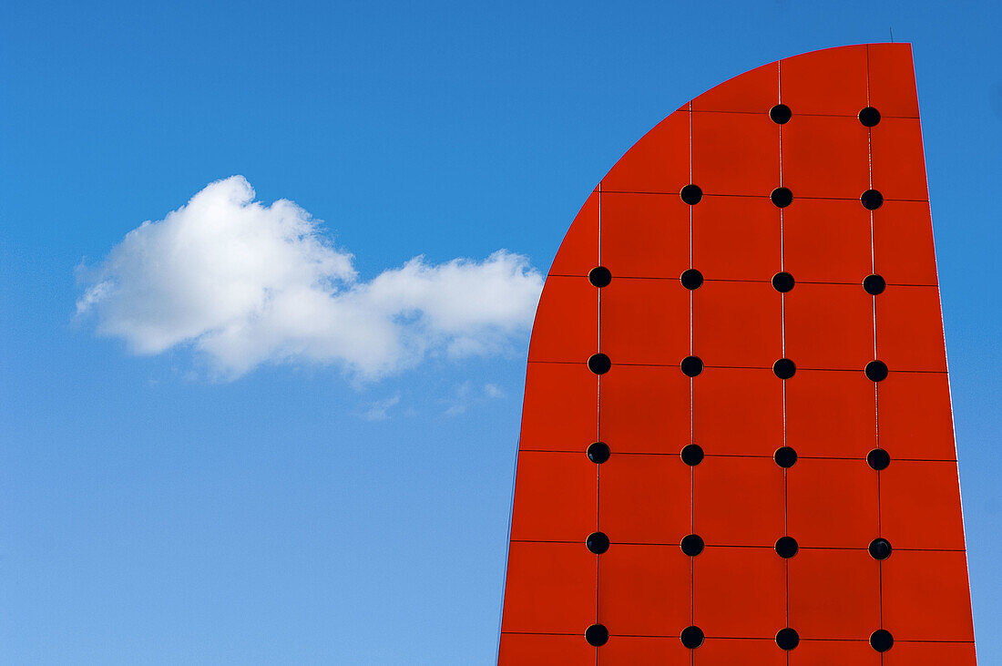 Abstract, Blue, Blue sky, Cloud, Clouds, Color, Colour, Concept, Concepts, Daytime, Detail, Details, Exterior, Geometry, Horizontal, Odd, Ohio, Outdoor, Outdoors, Outside, Red, Shape, Shapes, Skies, Sky, Strange, Toledo, N86-587213, agefotostock