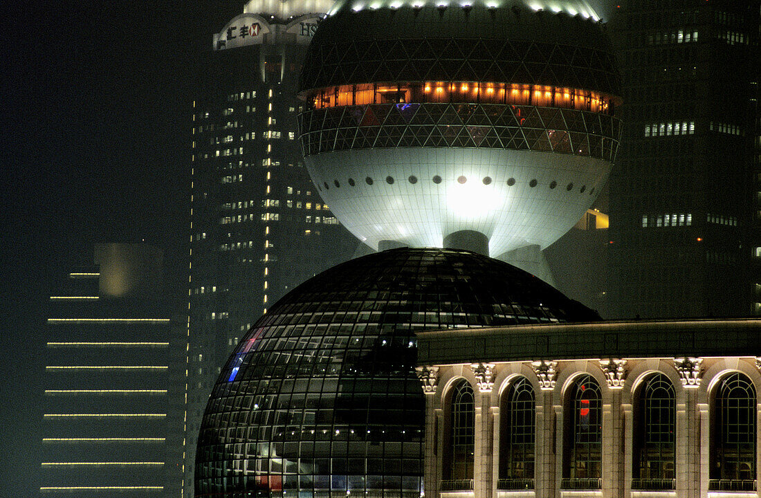 Night skyline detail, Shanghai. China