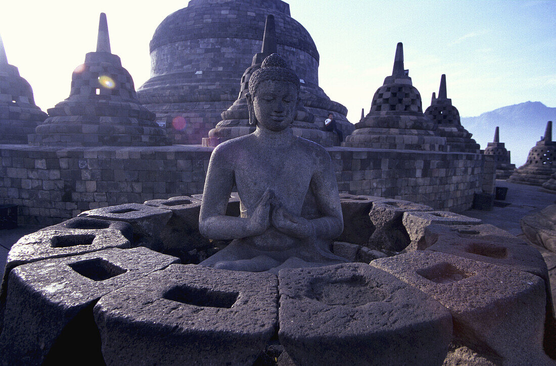 Meditating Buddha. Borobudur Temple. Yogyakarta. Java. Indonesia