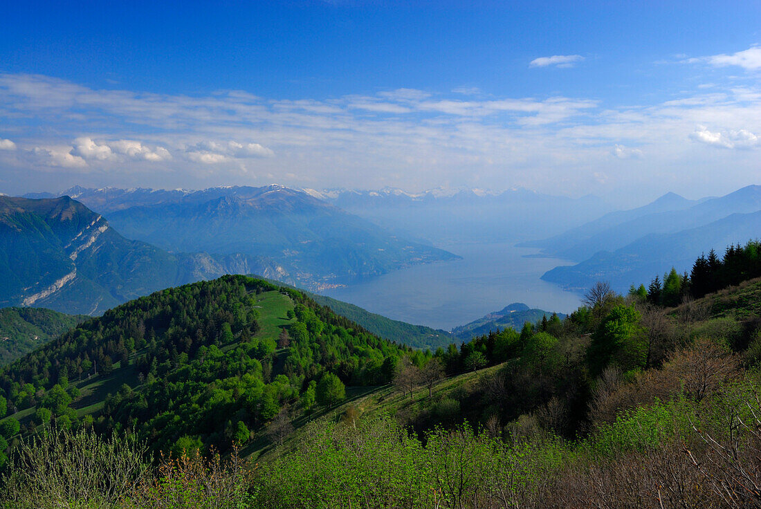 view from Monte San Primo down to lake Comer See, Como, Lombardy, Italy