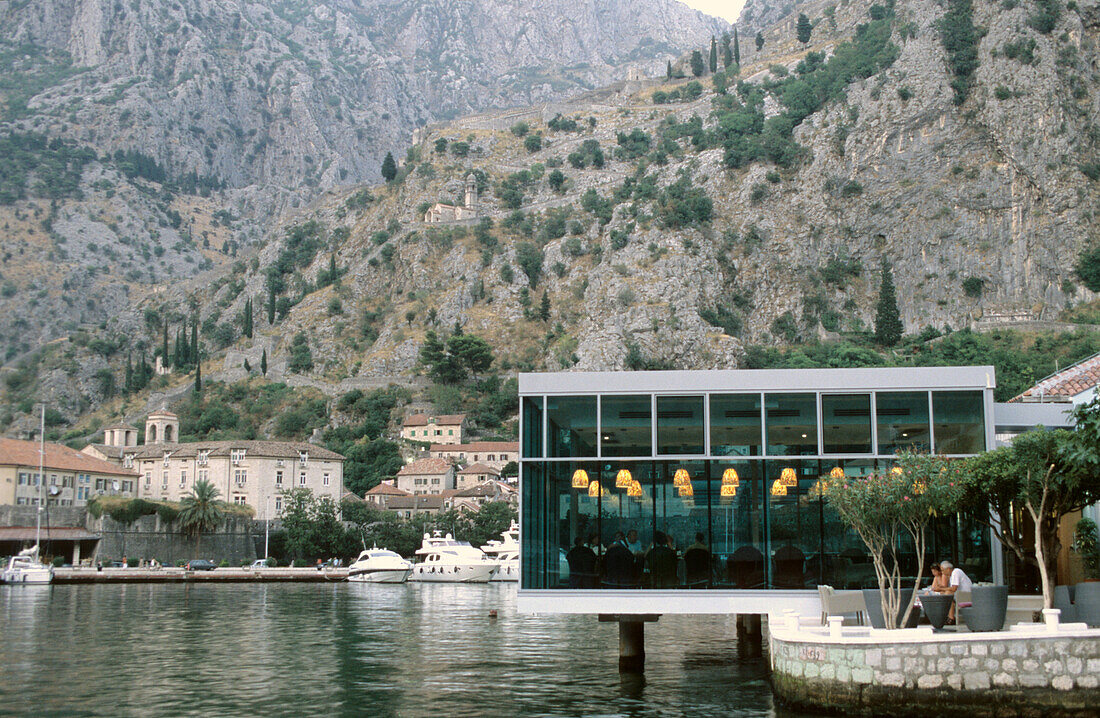 Modern restaurant in Kotor, bay of Kotor, Montenegro