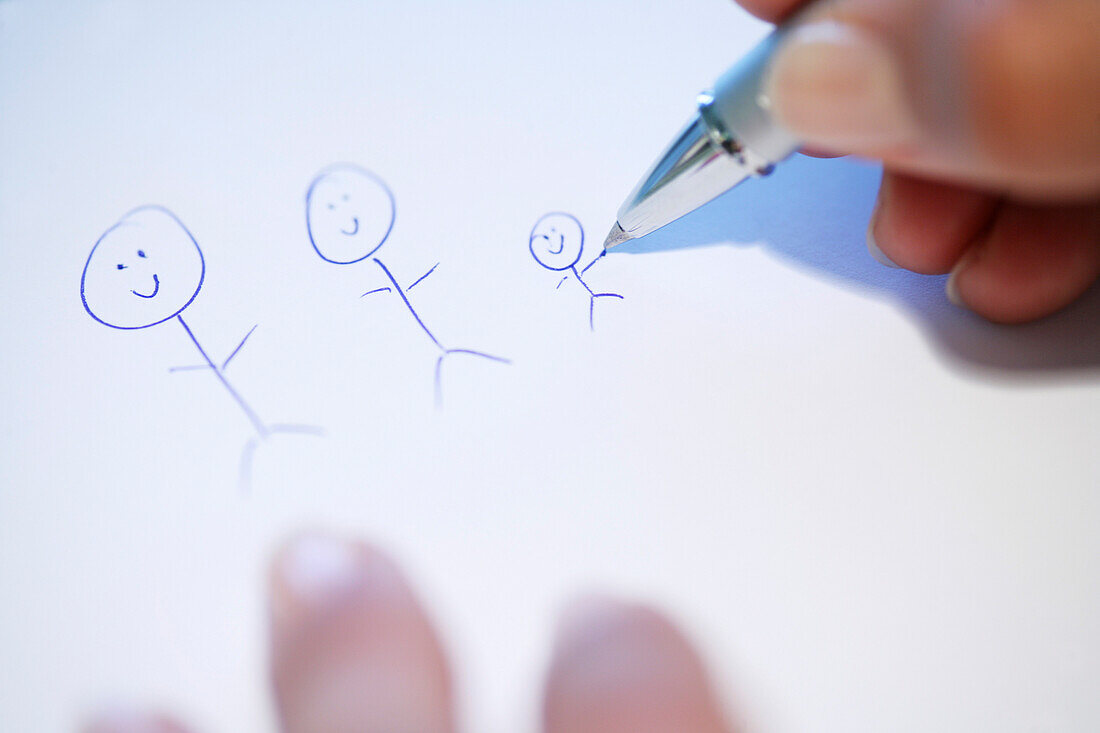 Hand drawing sketch of a family with stick figures, Family Planning