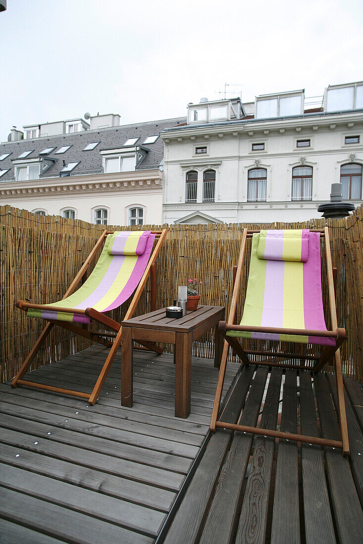 Deck chairs on a balcony, Home, Summer