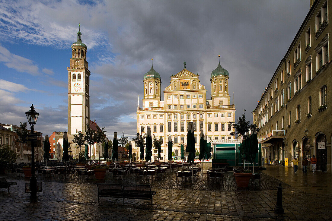 Rathaus und Perlachturm, Markplatz, Augsburg, Bayern, Deutschland, Europa