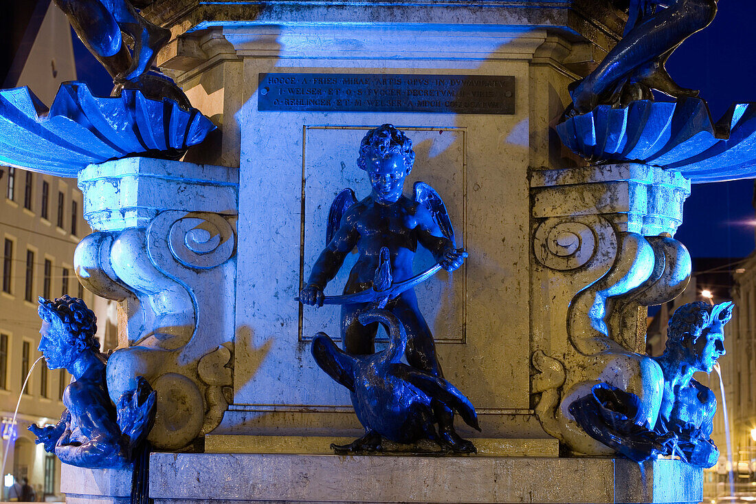 Herkules Fountain in the Maximilianstrasse, Augsburg, Bavaria, Germany, Europe