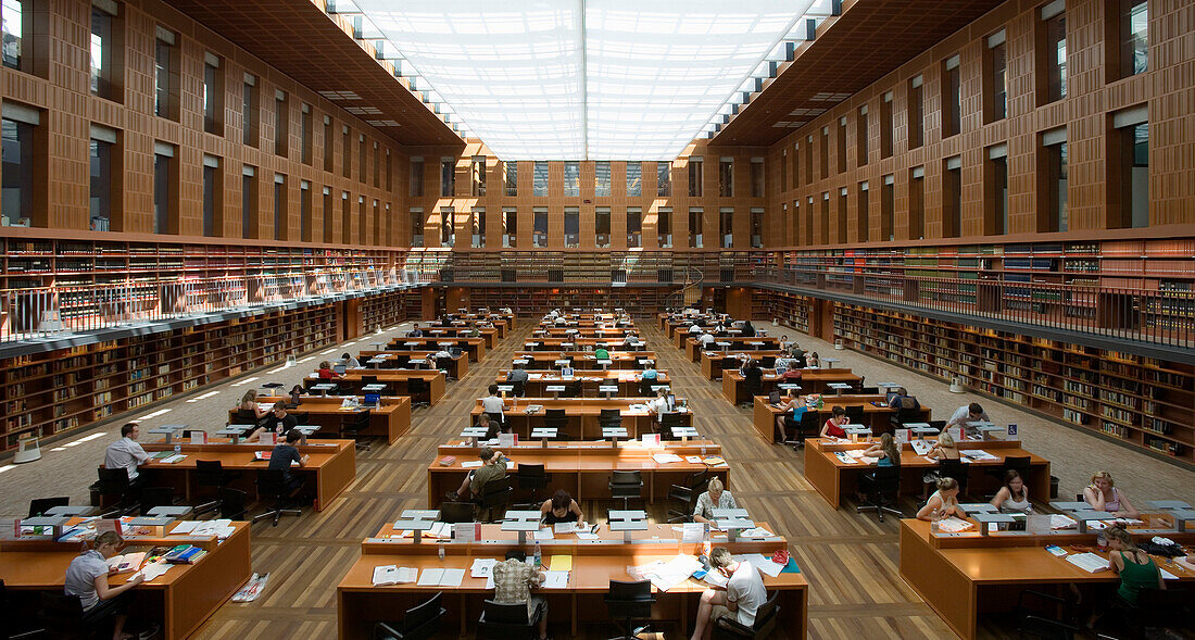 Reading room of the Saxon State Library, Dresden, Saxony, Germany