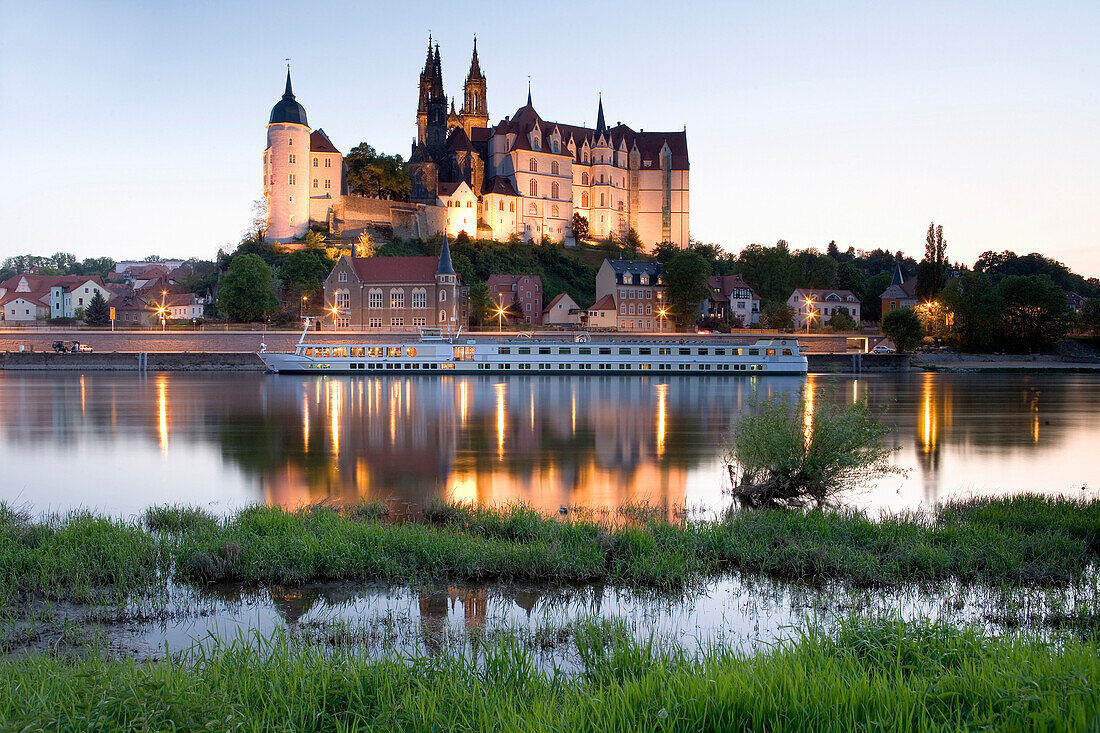 Meißner Dom und Schloss Albrechtsburg am Abend, Meissen, Sachsen, Deutschland