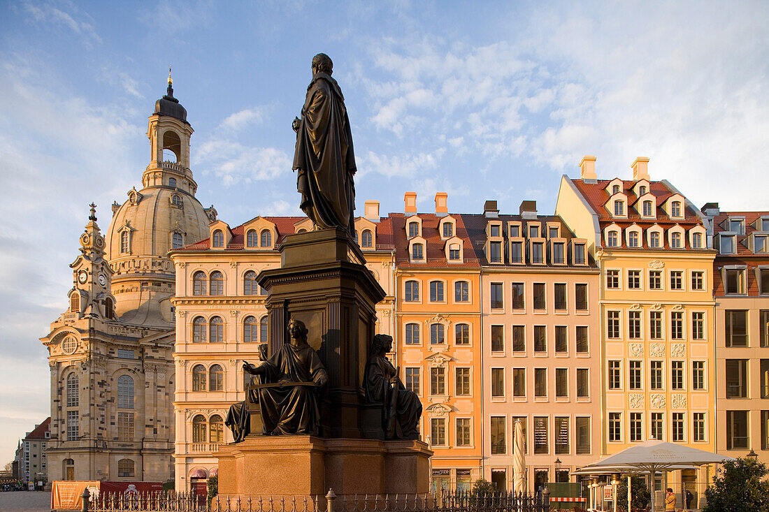Neumarkt with Dresdner Frauenkirche, Church of Our Lady, and statue of Friedrich II, King of Saxony, Dresden, Saxony, Germany, Europe