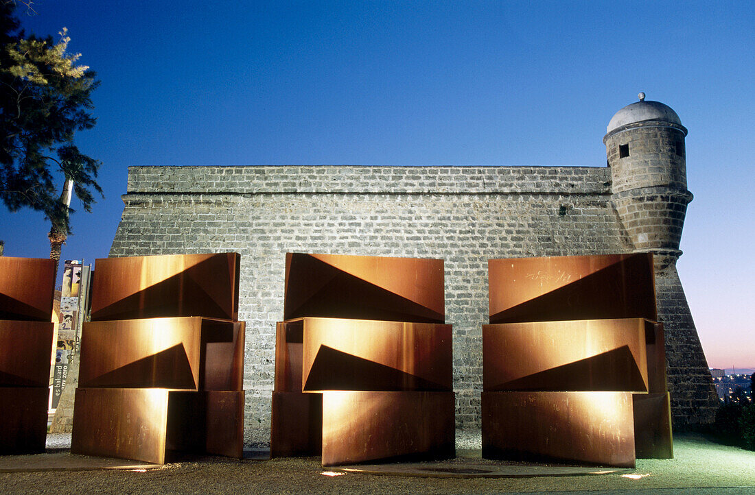 Es Baluard museum at night, Palma de Mallorca. Majorca, Balearic Islands. Spain