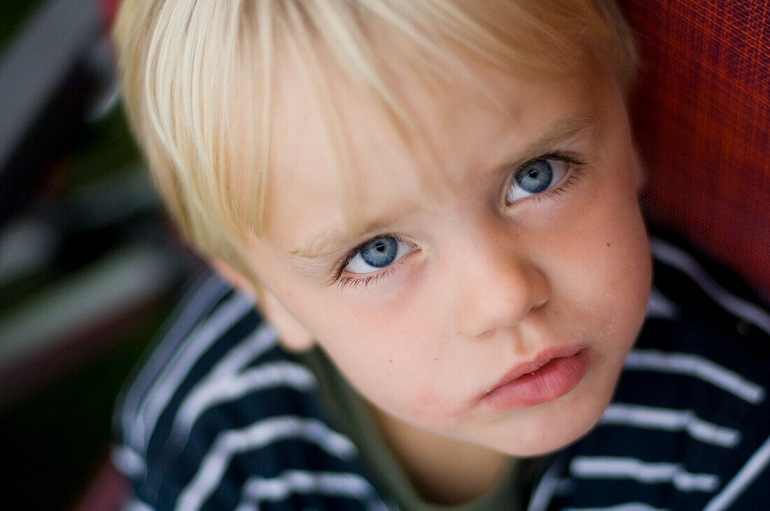 Close up of a young boy, Bavaria, Germany