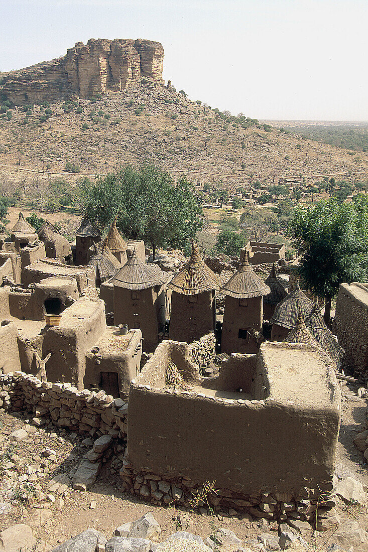 Clay architecture. Bandiagara cliffs. Dogon Country. Mali.