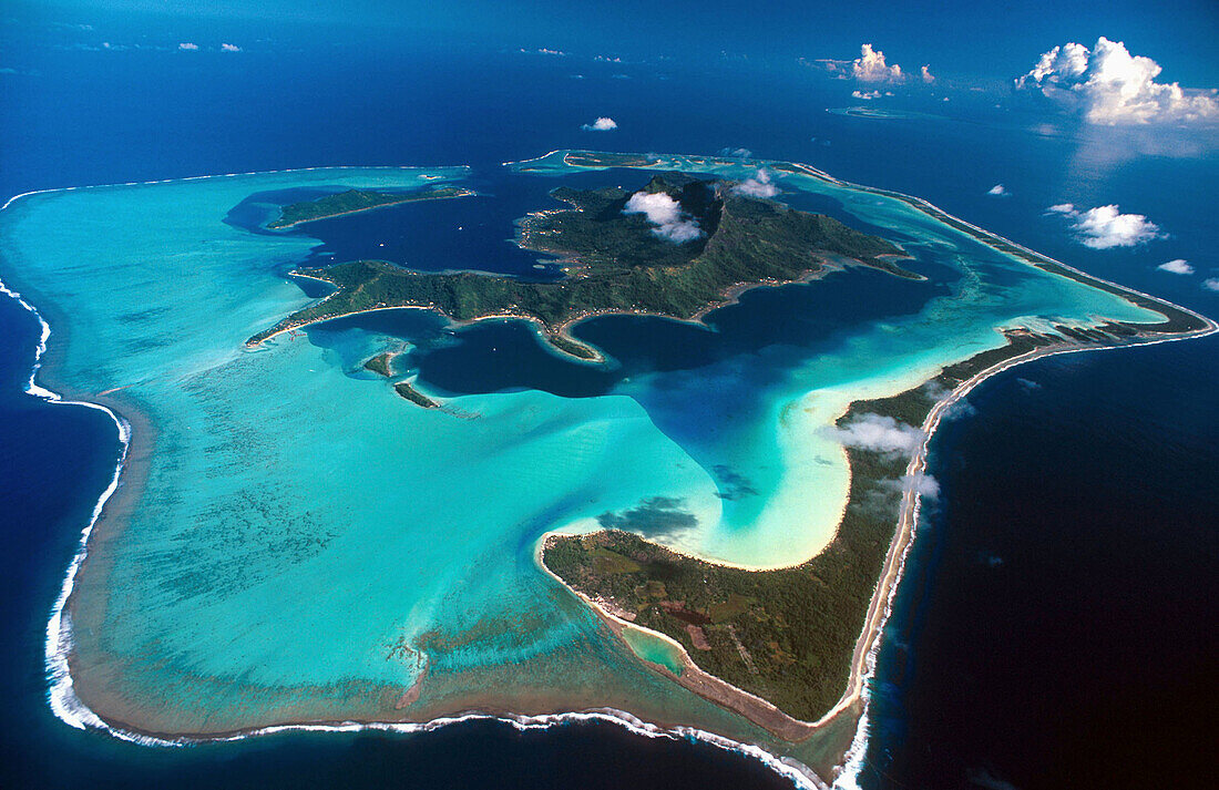 70194498 Bora Bora And Its Lagoon Aerial View Leeward Islands French Polynesia 