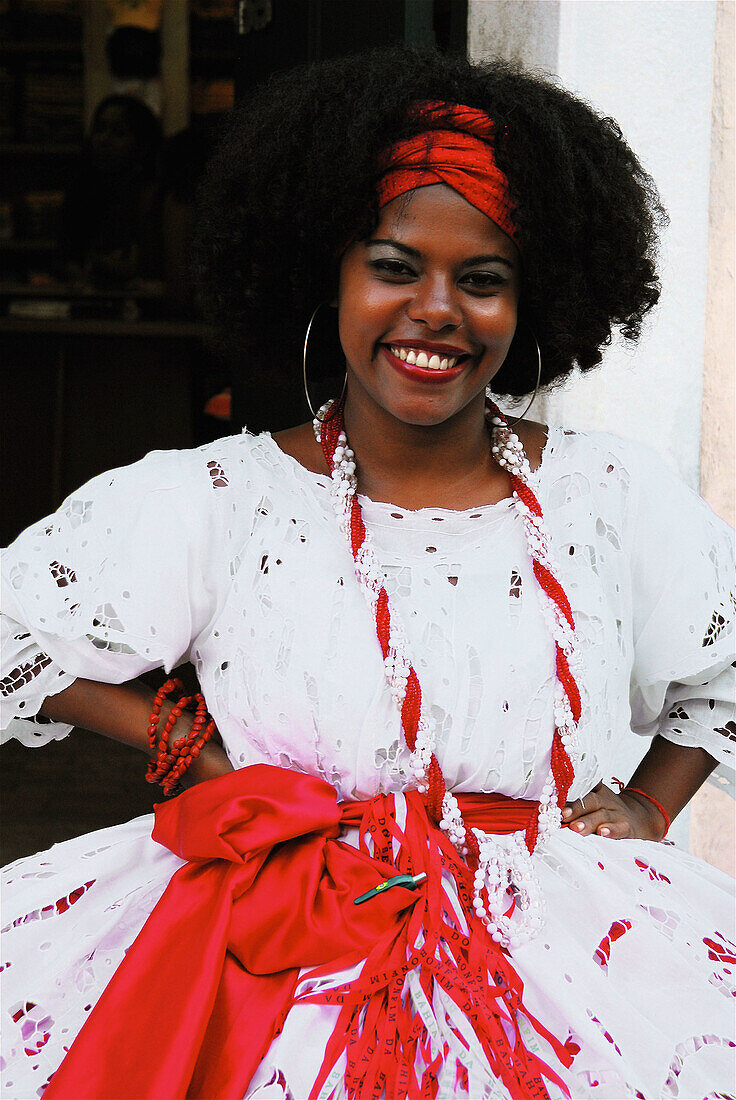 Woman in traditional dress. Salvador da Bahia. Brazil.