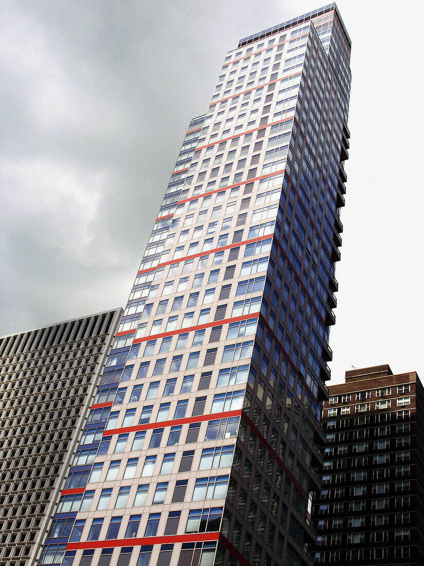 An ultra modern, New York City residential skyscraper. USA