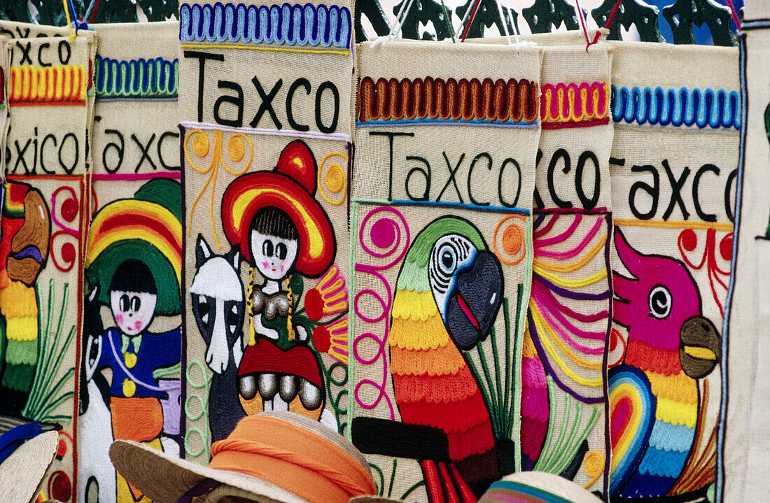 Textile souvenirs, Taxco, Guerrero State, Mexico