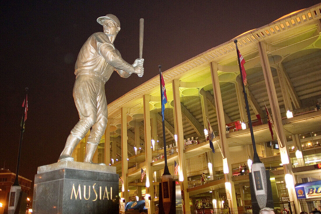 Statue of Stan Musial in front of Busch stadium in St. Louis, Missouri. USA.
