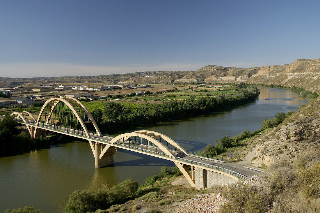 Bridge over Ebro river. Sástago, Zaragoza province. Spain