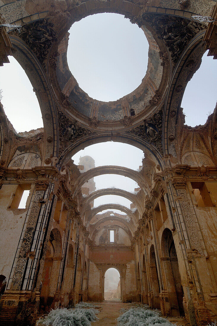 Ruins of the Civil War bombings. San Agustín church. Belchite. Zaragoza. Aragon. Spain.