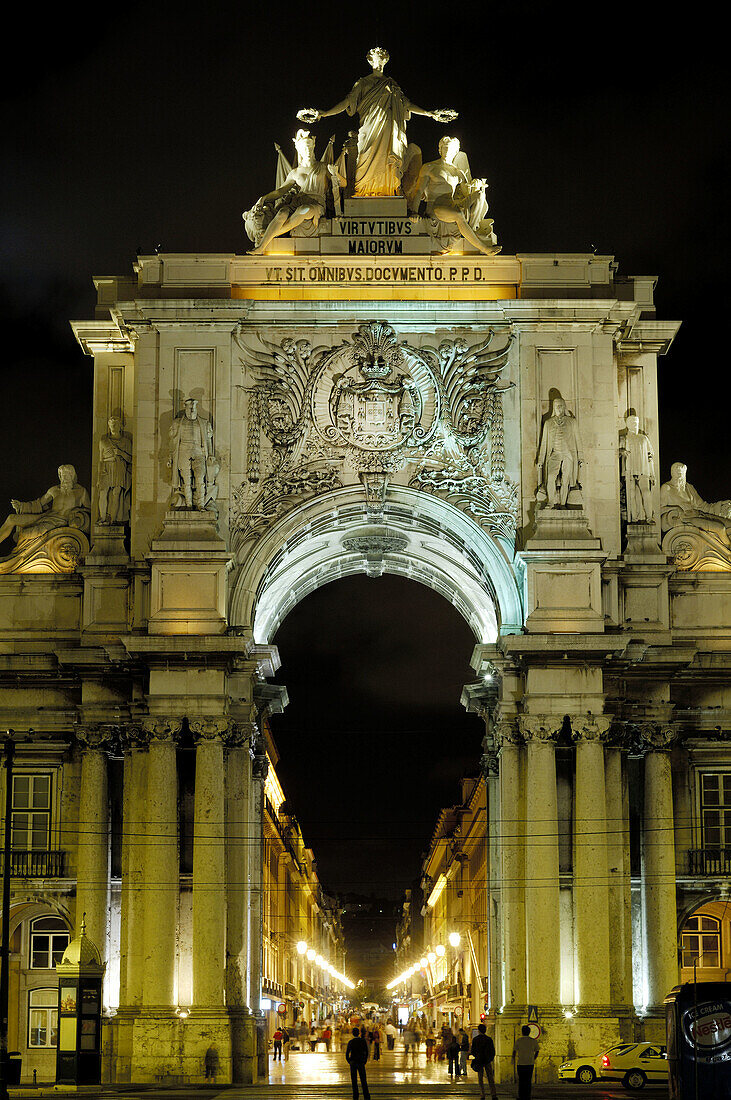 Rua Augusta Arch, triumphal arch at Praça do Comércio, Lisbon. Portugal