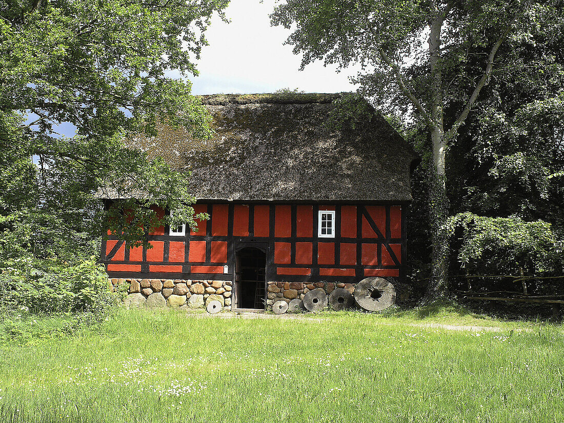 Old water mill. Hjerl Hede open air museum, Sevel, jutland, Denmark