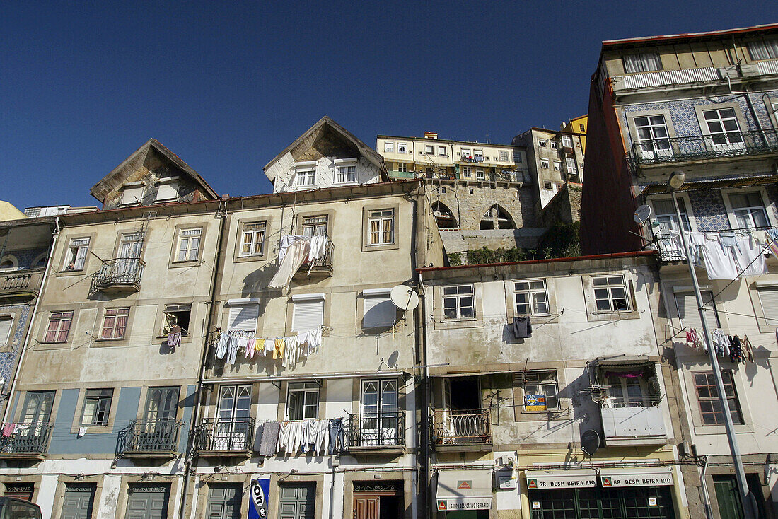 Houses next to Douro riverside in Oporto, Portugal