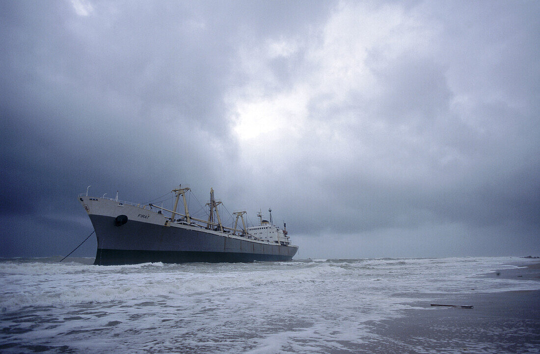 Beached oil tanker