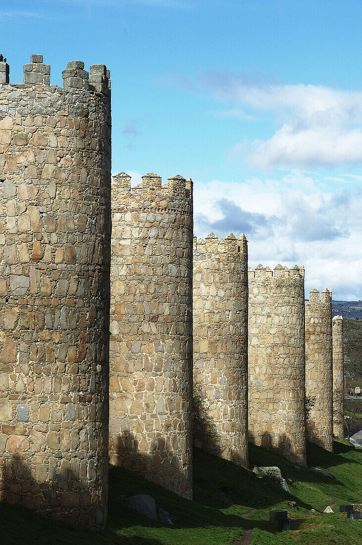 View from Puerta de Mariscal. Wall (XIth century). Ávila. Castilla y Leon. Spain.