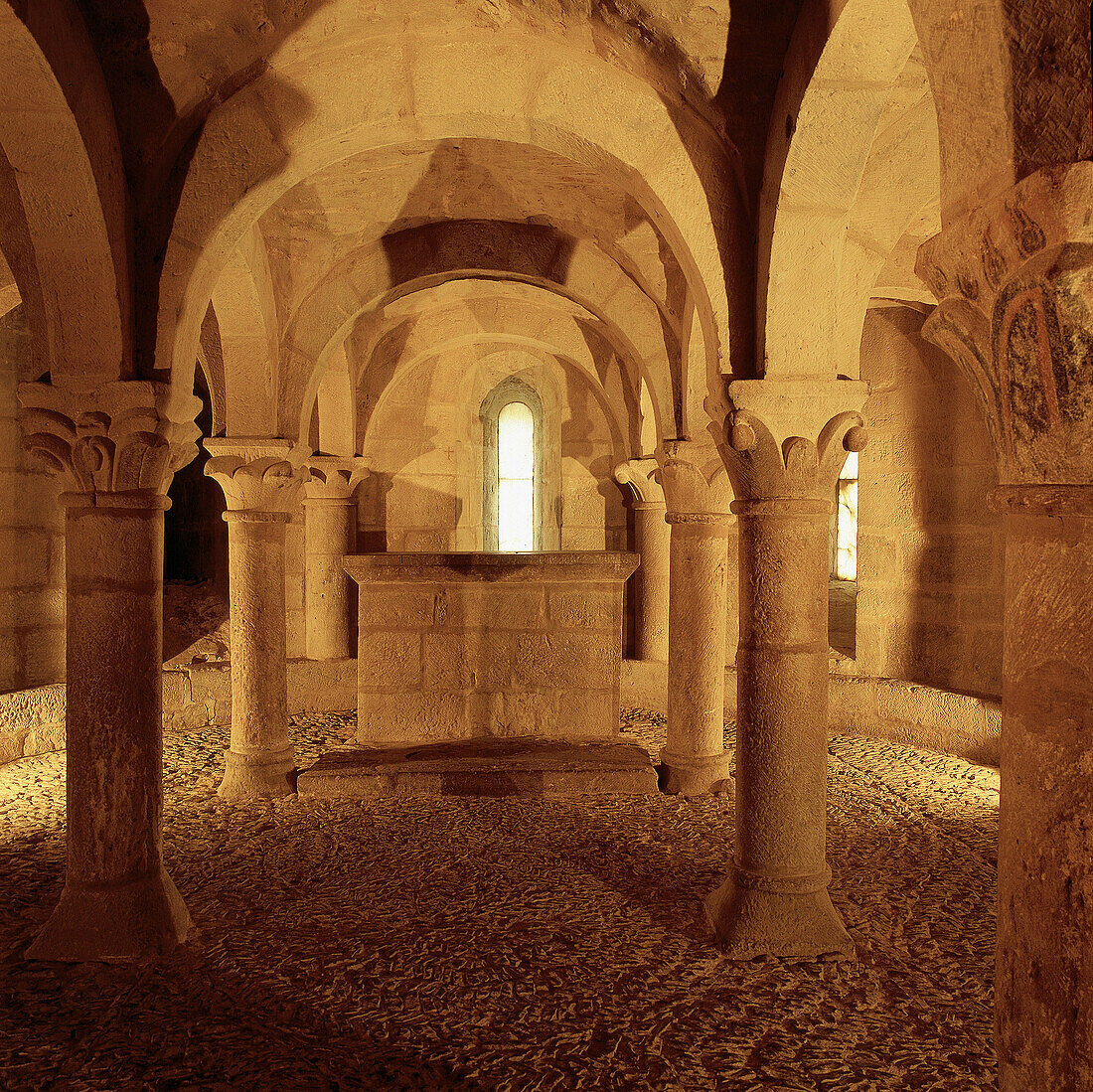 San Martín de Unx. Romanesque crypt. Navarra province. Spain.