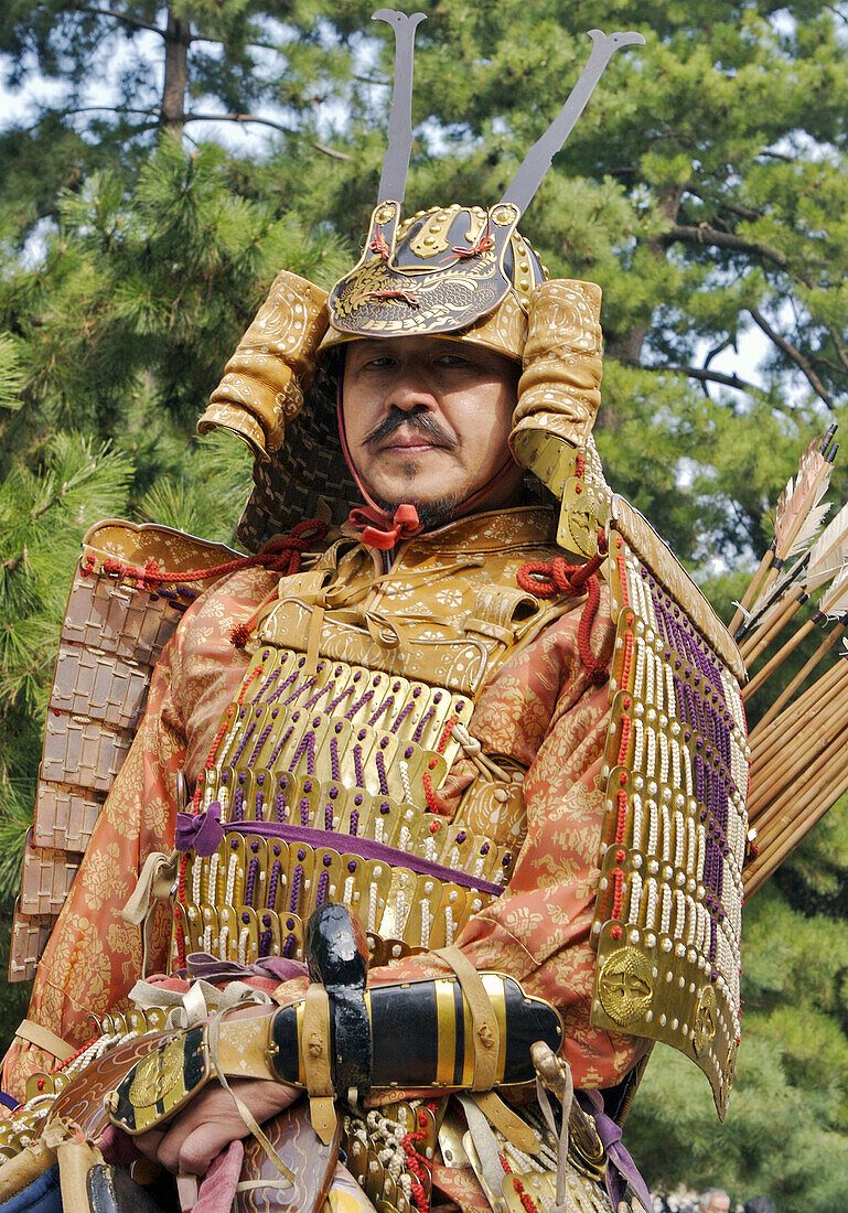 Kyoto Jidai Matsuri 06 (The Festival of the Ages). A costumed participant, a mounted archer (Yabusme Archers).