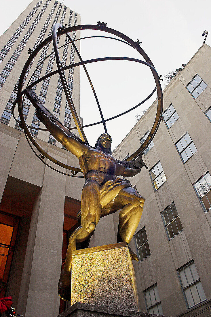 Rockefeller Center, Atlas statue, NYC. USA
