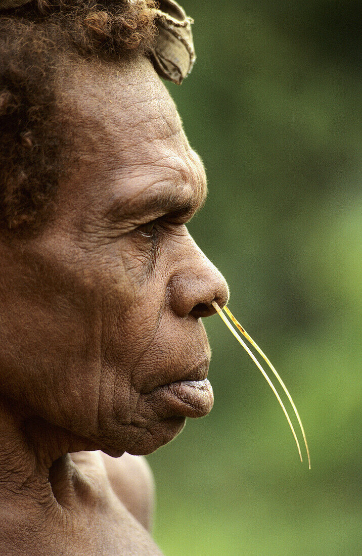 Yalis woman with nose adornment made of casoar bones, Western Papuasia, Former Irian-Jaya, Indonesia