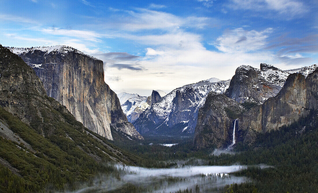 Yosemite Valley, from an overlook in winter.