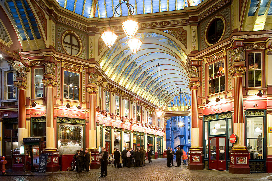 Leadenhall Market, victorian cast iron construction, London, England, Europe