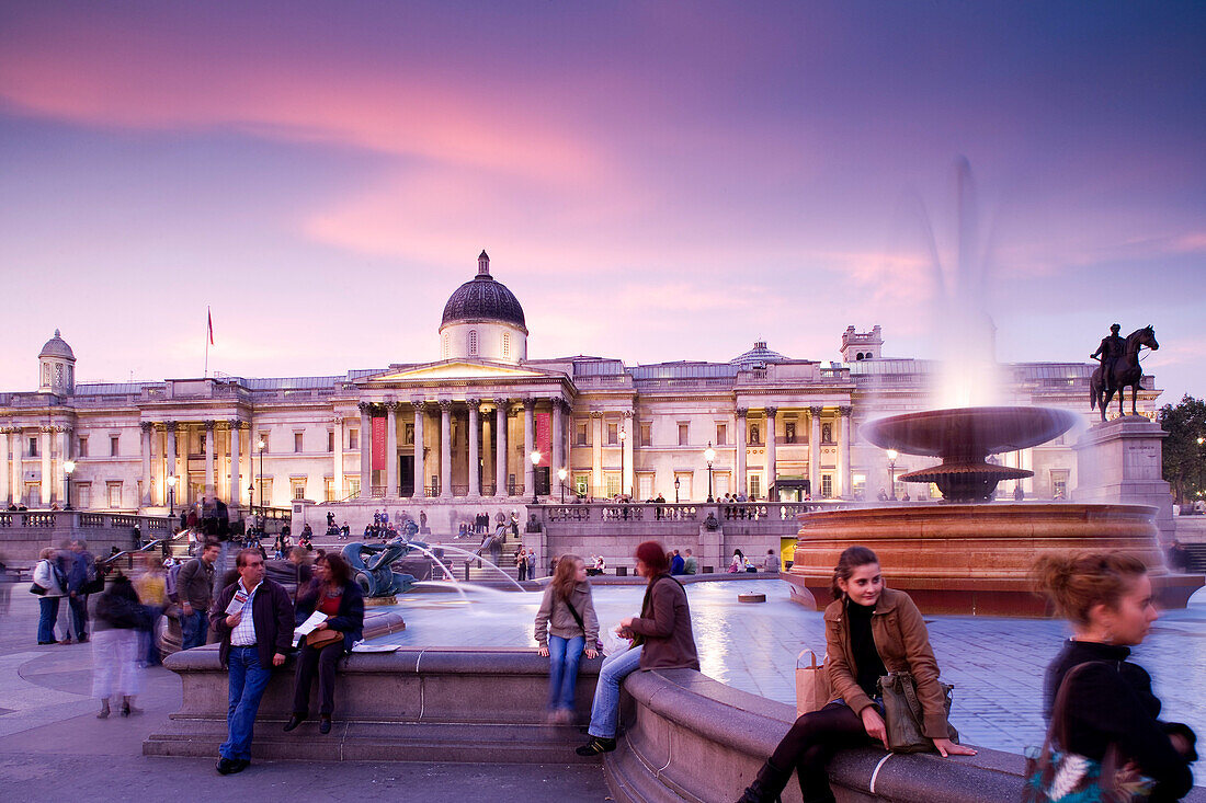 Trafalgar Square and National Gallery, London, England, Europe