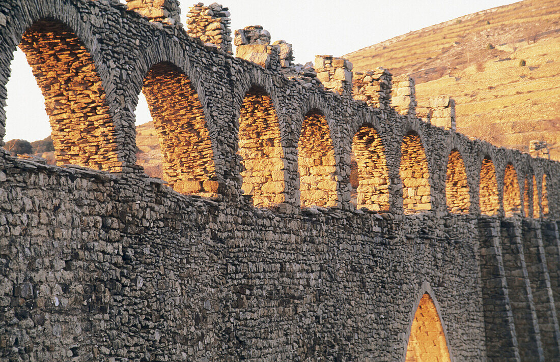 Aqueduct, Morella. Castellón province, Comunidad Valenciana, Spain
