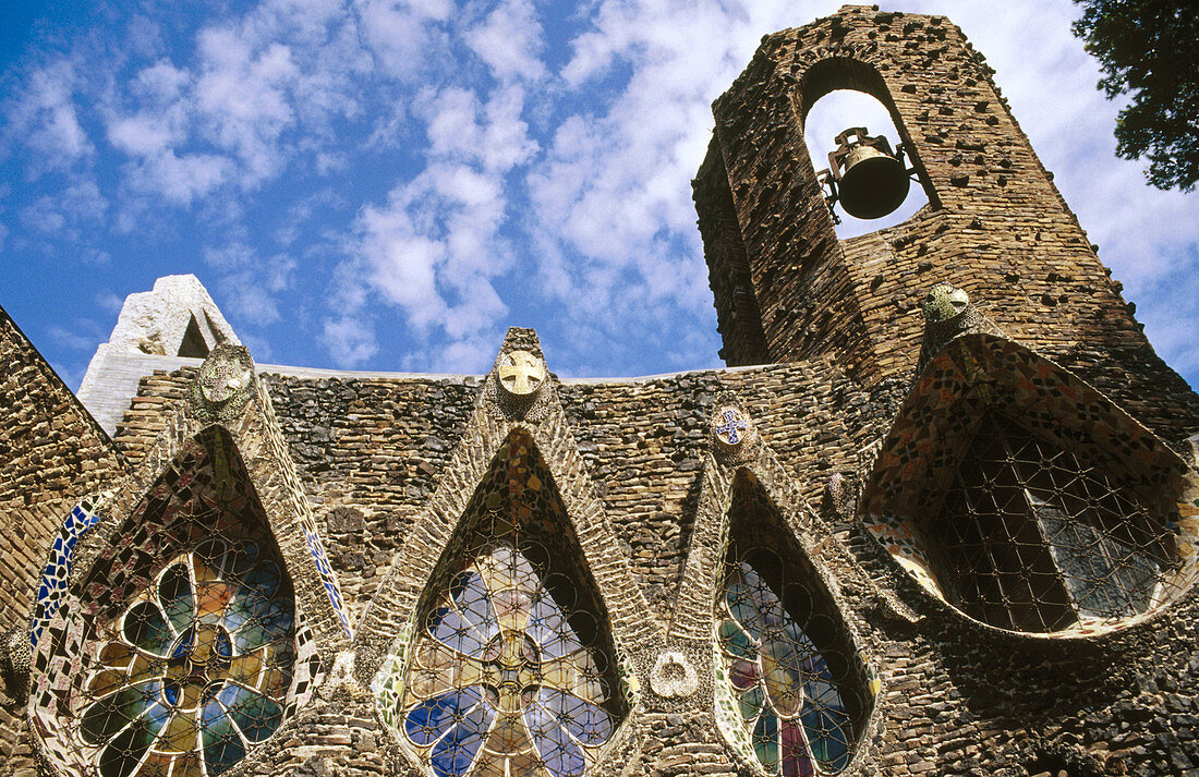 Art Nouveau church, by Antoni Gaudí (1908-15). Güell Colony. Baix Llobregat. Catalunya. Spain.